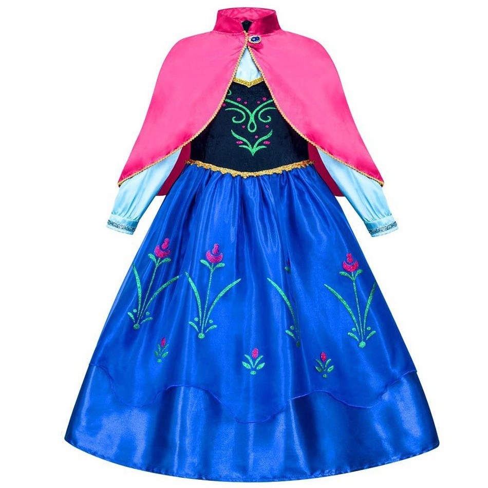 Best Made Princess Anna  Movie Costume Halloween Cosplay Dress up Children Dresses Girl Party Dresses