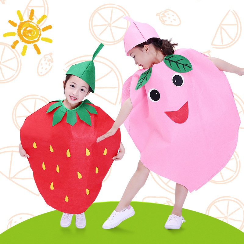 Unisex Children's Day Fruit Costume Polyester Fashion Show Vegetable Costume Halloween Cartoon Jumpsuit Costume