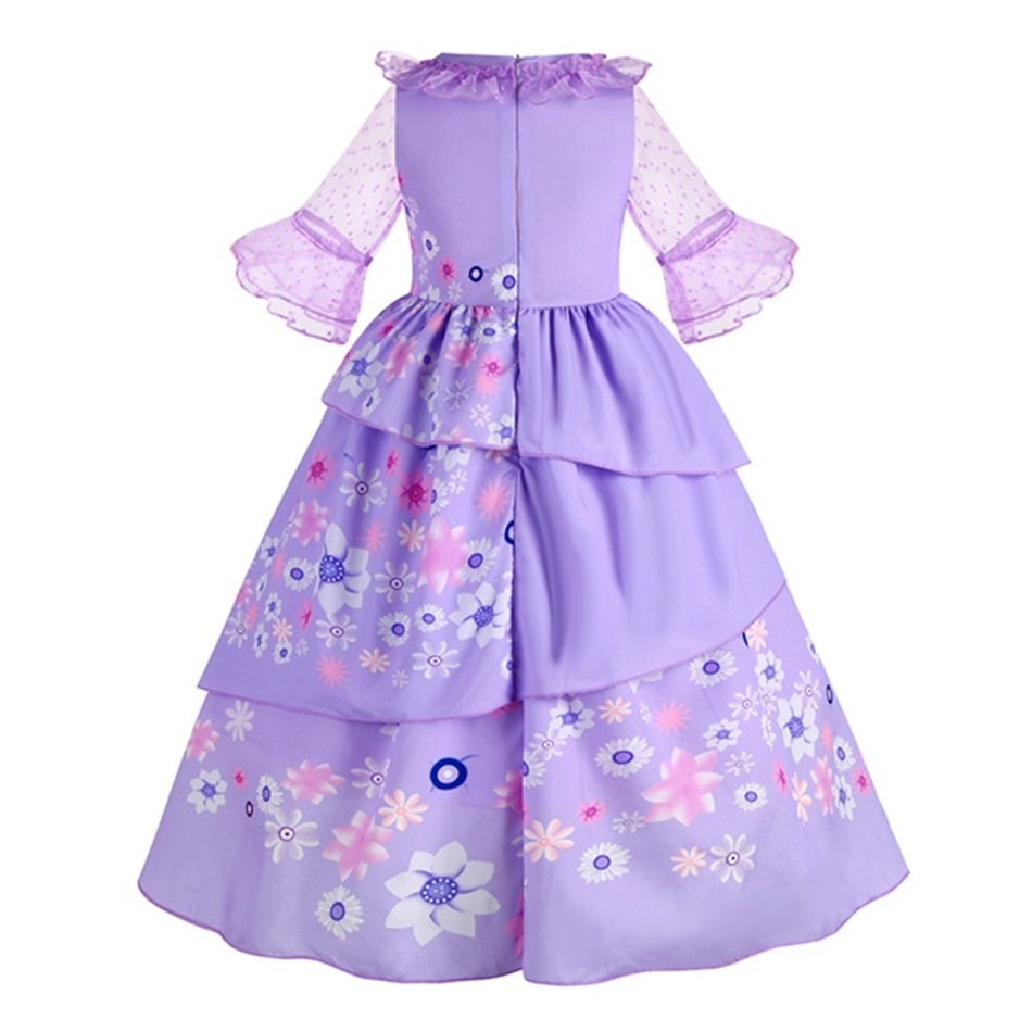 Party Funny Outfit Mirabel Costume Charm Encanto Princess Dresses Girl Cosplay Outfit for Kids Girls with Accessories