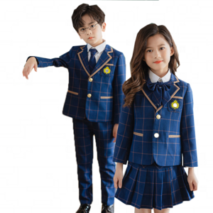 Hot British Style Primary School Uniforms Class Uniform Plaid Three-piece Kindergarten Uniforms