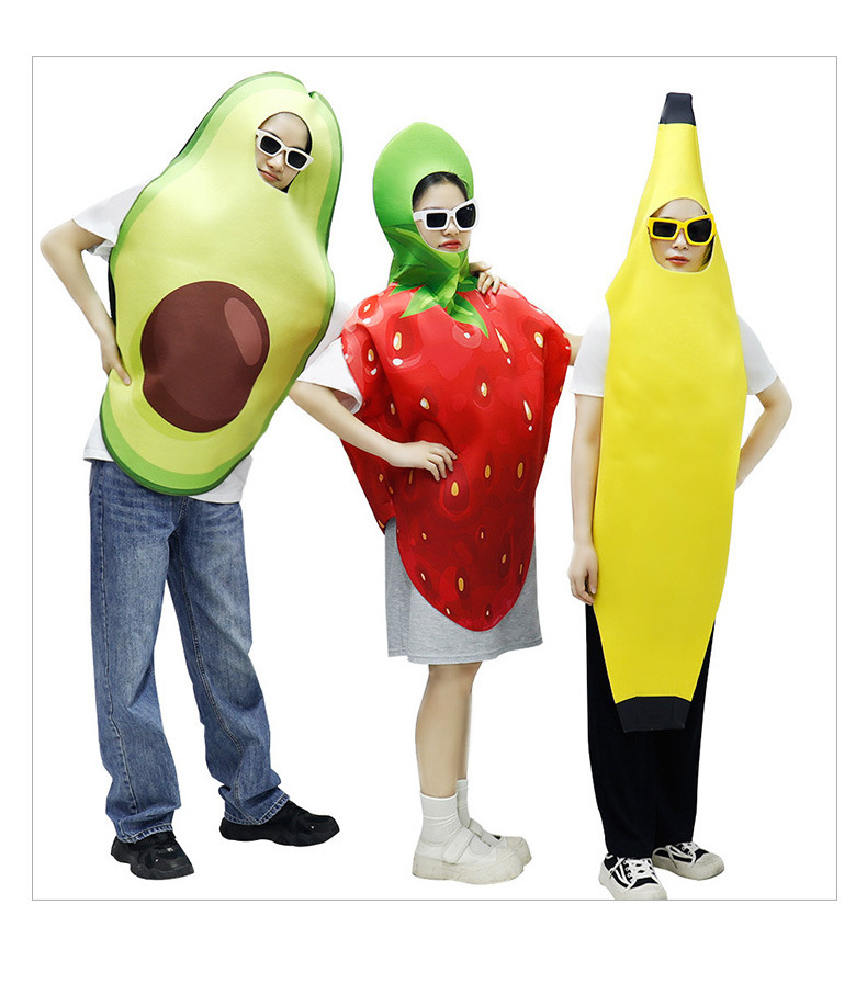 Classic Funny Fruit & Veggie Costume Unisex Halloween Strawberry Avocado Costume Halloween Fruits Jumpsuit