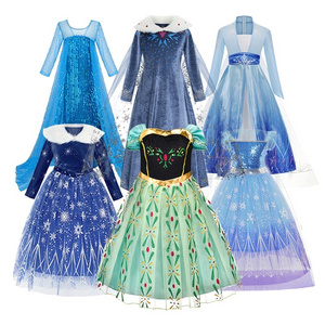 Best Made Princess Anna  Movie Costume Halloween Cosplay Dress up Children Dresses Girl Party Dresses