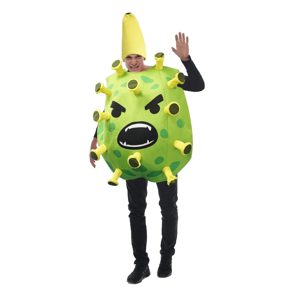 Hot Adult Halloween Costumes Funny Party Germs Cosplay Costume Bacteria Cosplay Suit with Hat