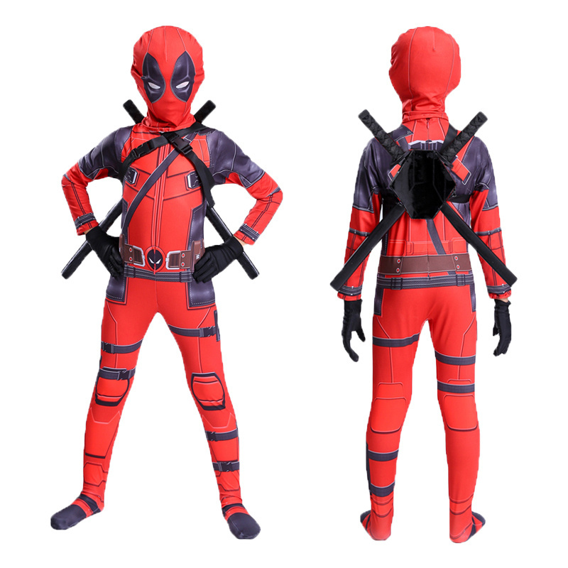 Cool Headgear Adults Boys Children Comic Anime Superhero Halloween Carnival Party Outfit Cosplay Dead pool Costume with Mask