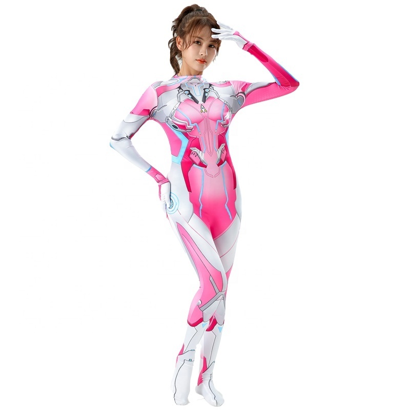 Future Sence Pink Long Sleeve Full Body Suits Tight Female Halloween Party Cosplay Jumpsuit Game for Peace Dream Rocket Costumes