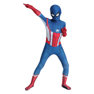 New Best Selling Superhero Cosplay Halloween Party Costume Kids Bodysuit Superhero Red&Blue Spiderman Costumes