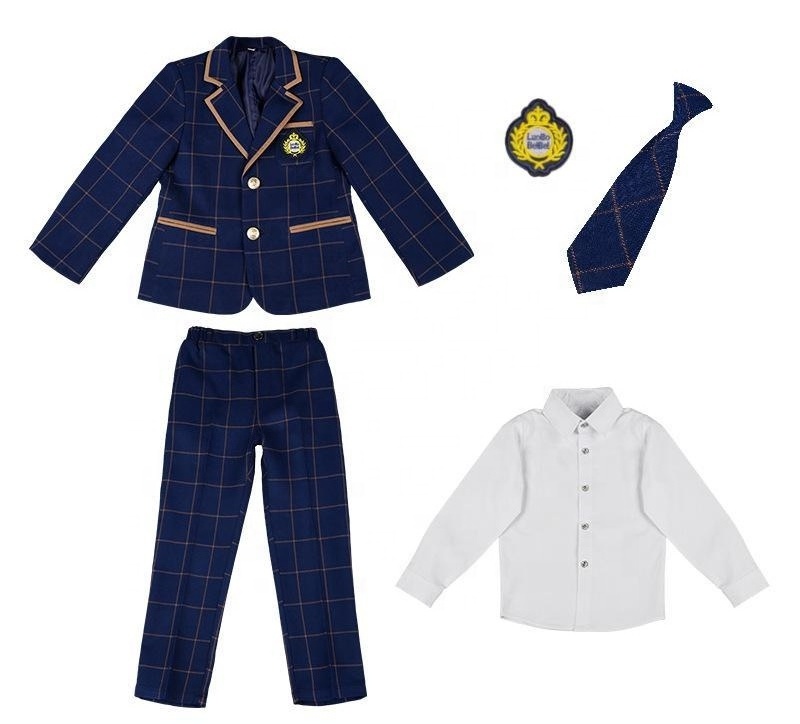 Hot British Style Primary School Uniforms Class Uniform Plaid Three-piece Kindergarten Uniforms