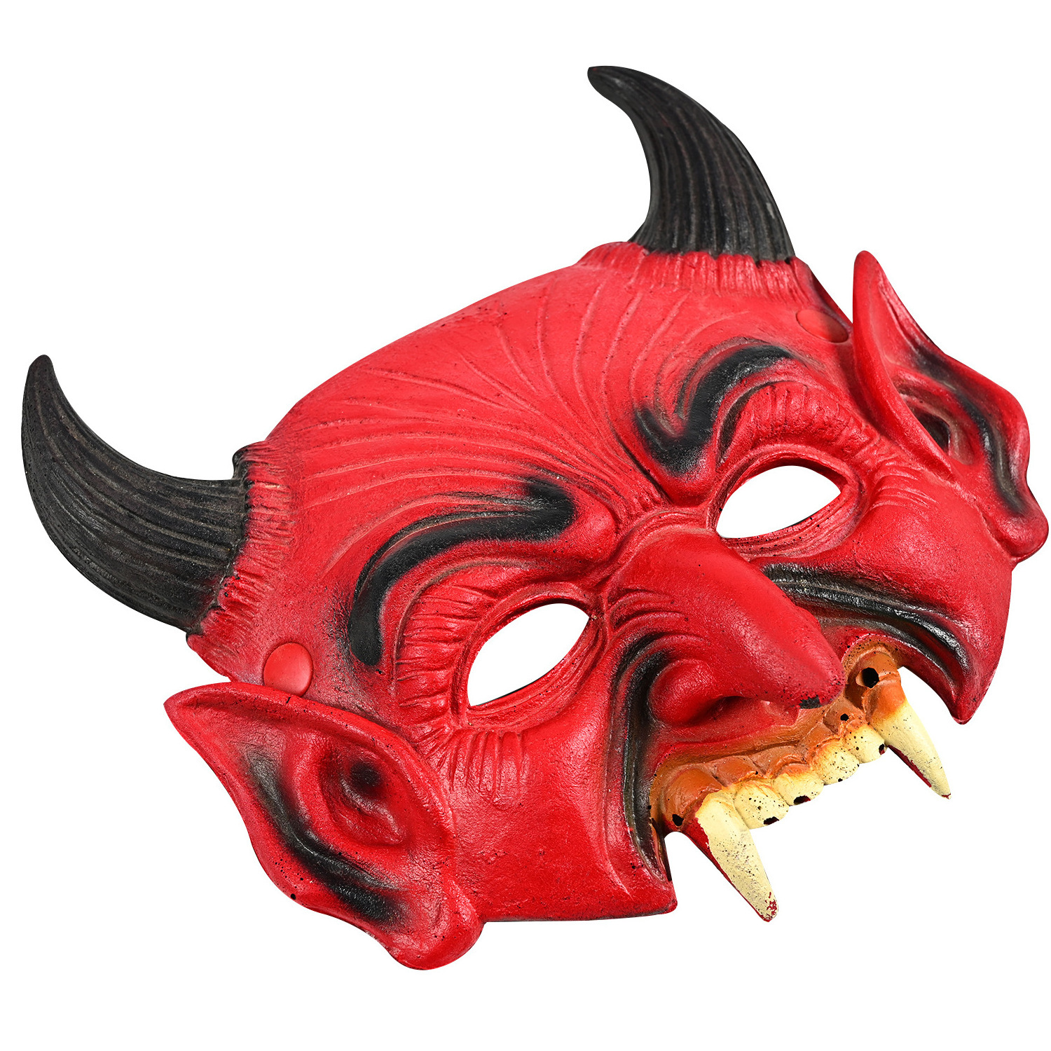 Half Head Halloween Red Goat Mask Scary Satanic Mask for Halloween Cosplay Mask for Masquerade Costume Party