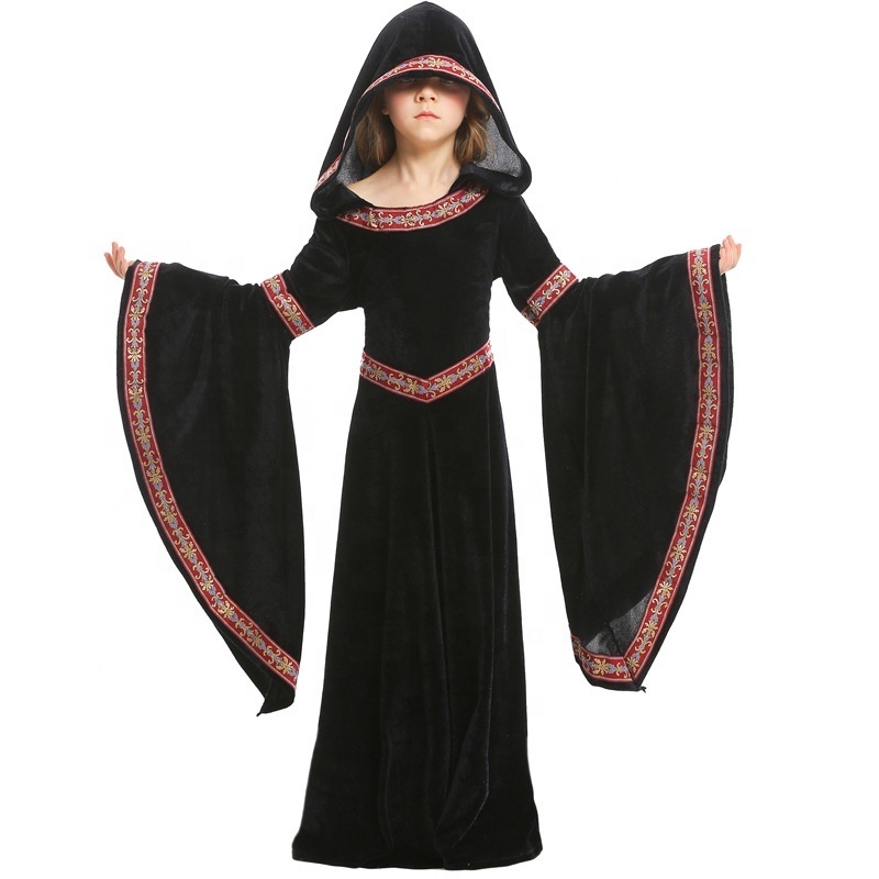 European Medieval Halloween Wine Red Vampire Children's Clothing Girls Party Vampire Witch Costumes