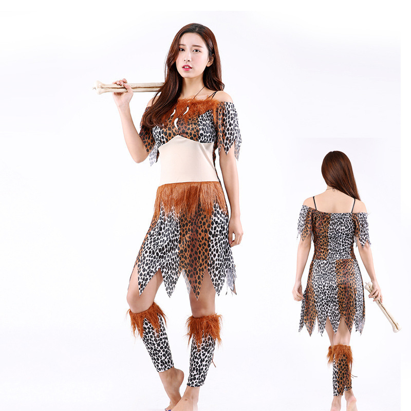 Various Styles OF Kids Leopard Print African Indian Costume Men&Women Halloween Party Savage Cosplay Suit