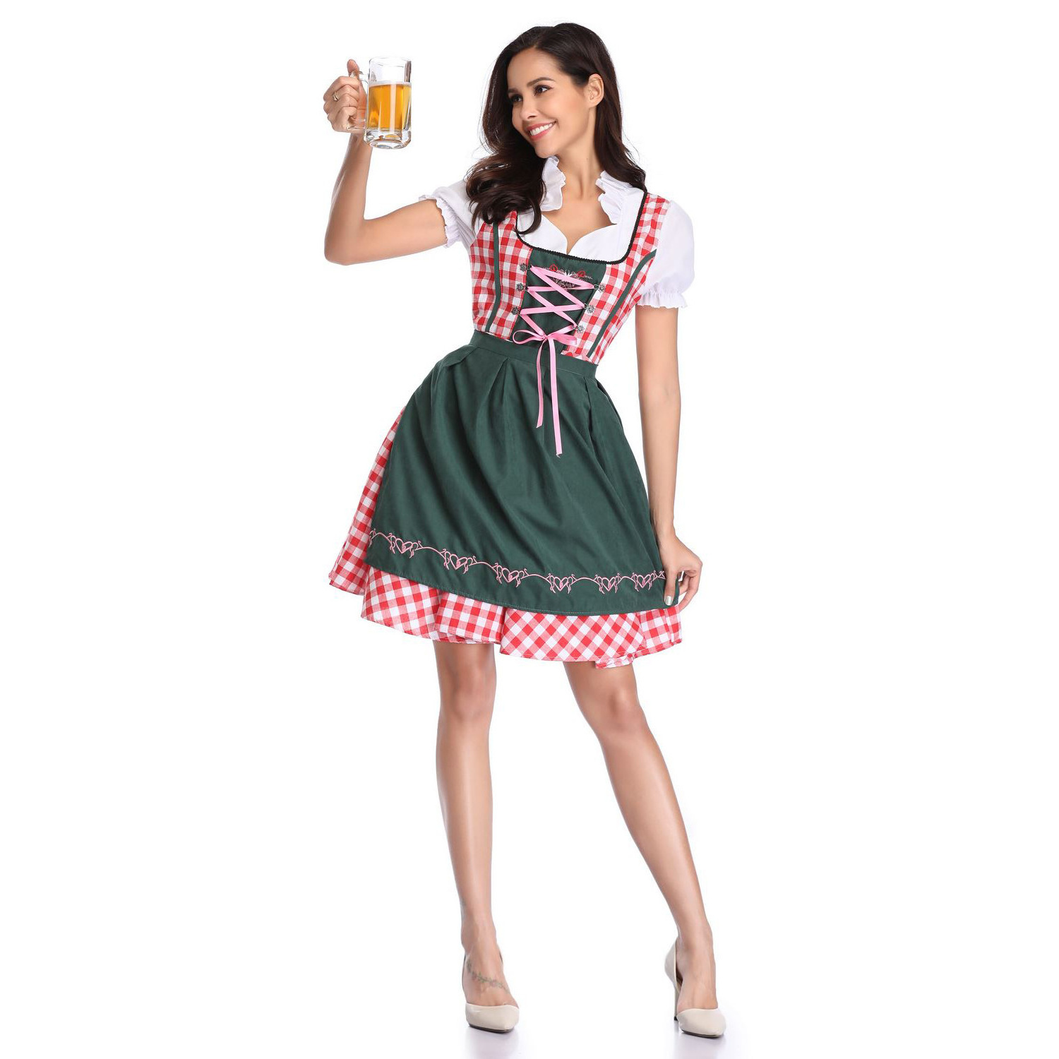 Free Sample Sexy Oktoberfest Beer Girl Cosplay Costume Women's Maid Dress for Adults Festive Suits and Top