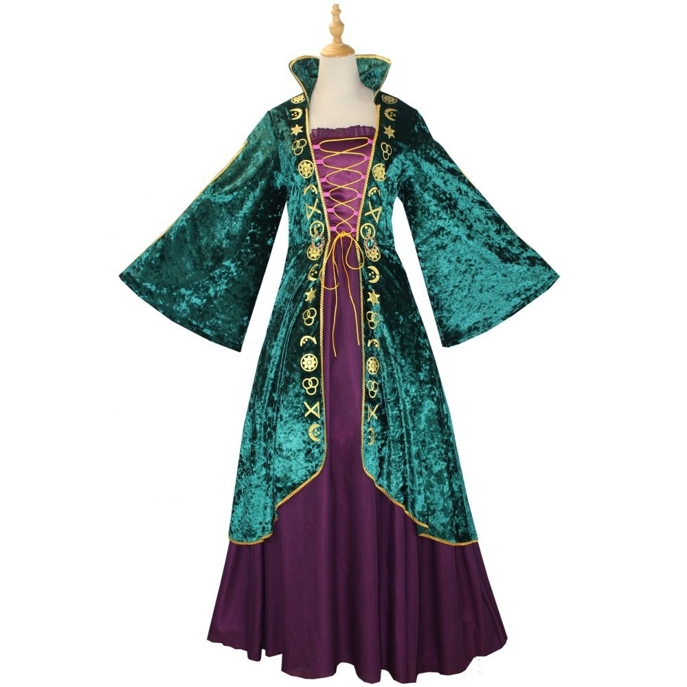 Hot Selling Hocus-Pocus Movie Costume Hocus-Pocus Costume Adult Medieval Fred Dress for Cosplay