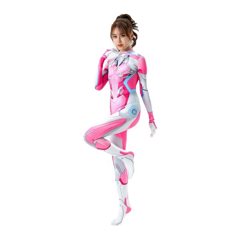 Future Sence Pink Long Sleeve Full Body Suits Tight Female Halloween Party Cosplay Jumpsuit Game for Peace Dream Rocket Costumes