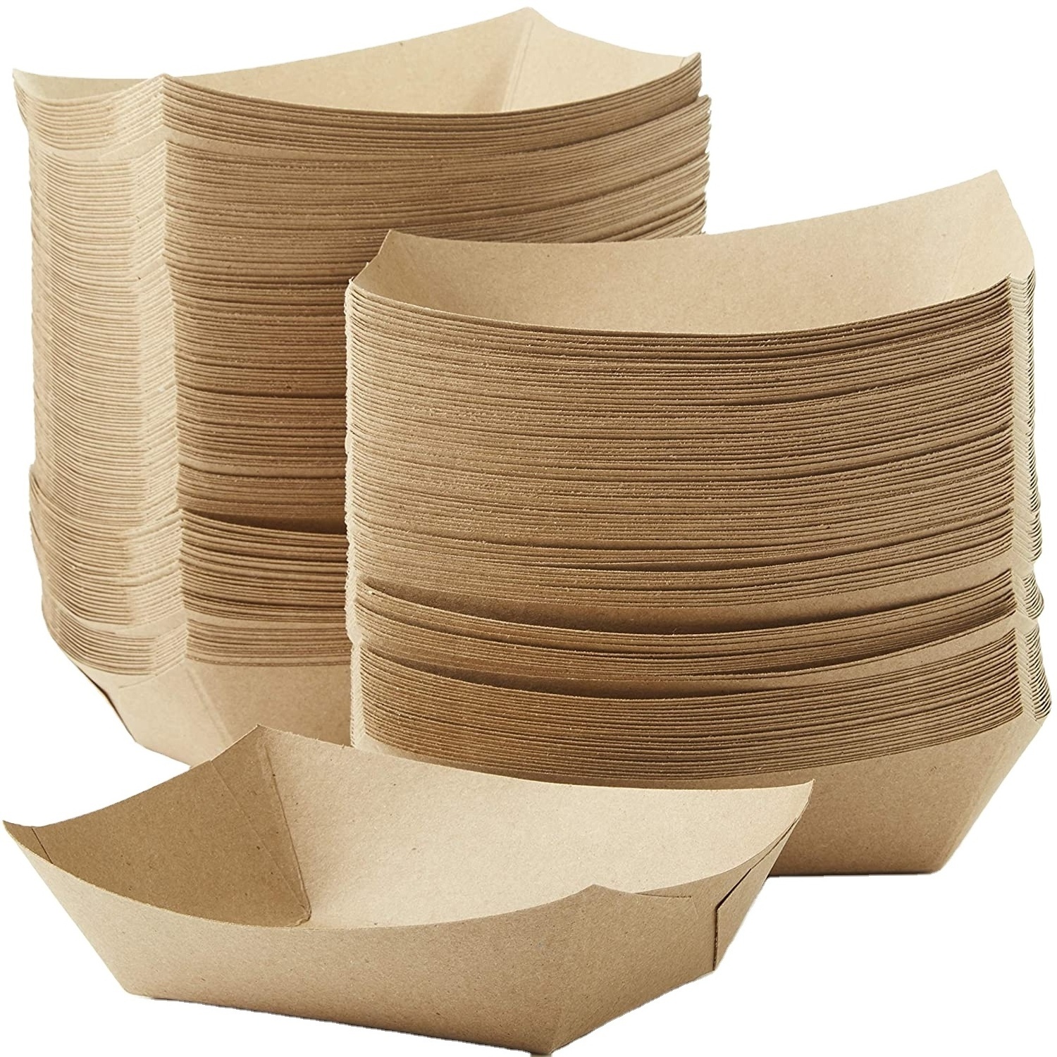 Eco Friendly China Made Disposable Party 3lb Food Holder Trays Compostable Kraft Paper food Boat for Diners, Concession Stands