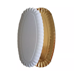 330x160mm Greaseproof Dessert Paper Plates Gold Oval Paper Plates Wholesale Eco-Friendly Disposable Paper Dish