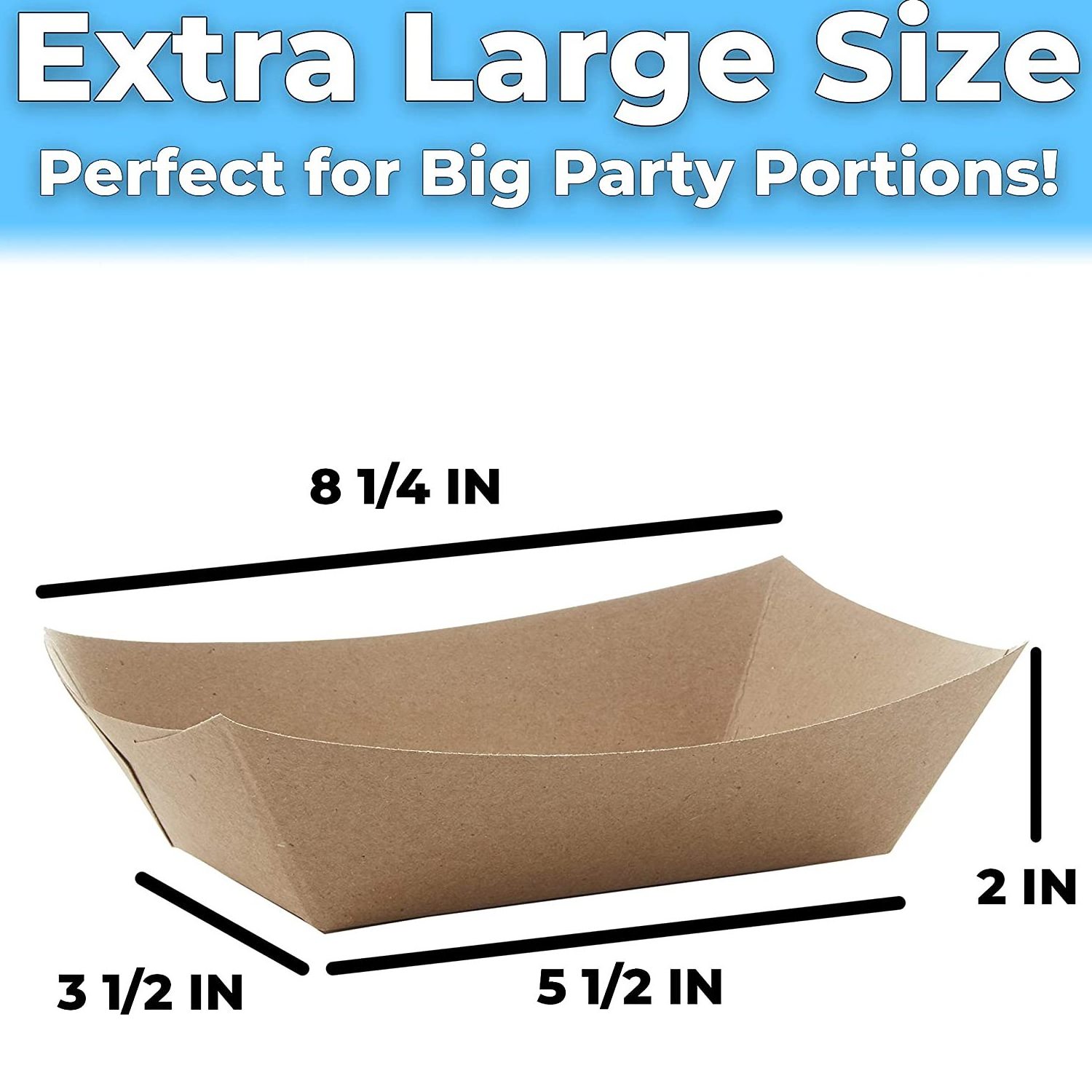 Eco Friendly China Made Disposable Party 3lb Food Holder Trays Compostable Kraft Paper food Boat for Diners, Concession Stands