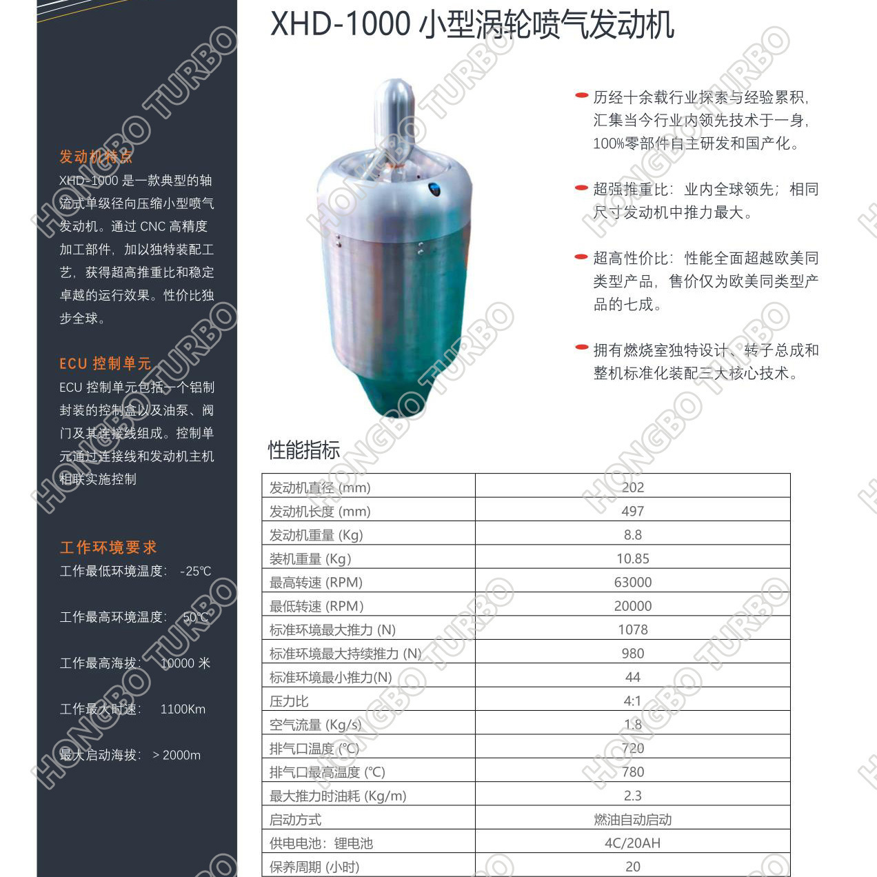 100KG turbo-jet  Hot sell Thrust 100kg for kerosene  ECU support high altitude Jet Engine Turbojet