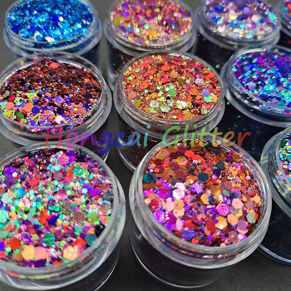 Wholesale Polyester Glitter for Epoxy Resin Tumblers Crafts Bulk Color Shift Glitter Nails