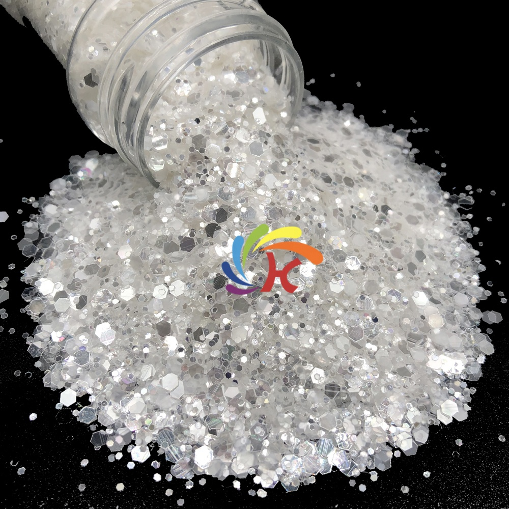 wholesale snow white chunky mix glitter for craft bulk glitter for resin tumblers