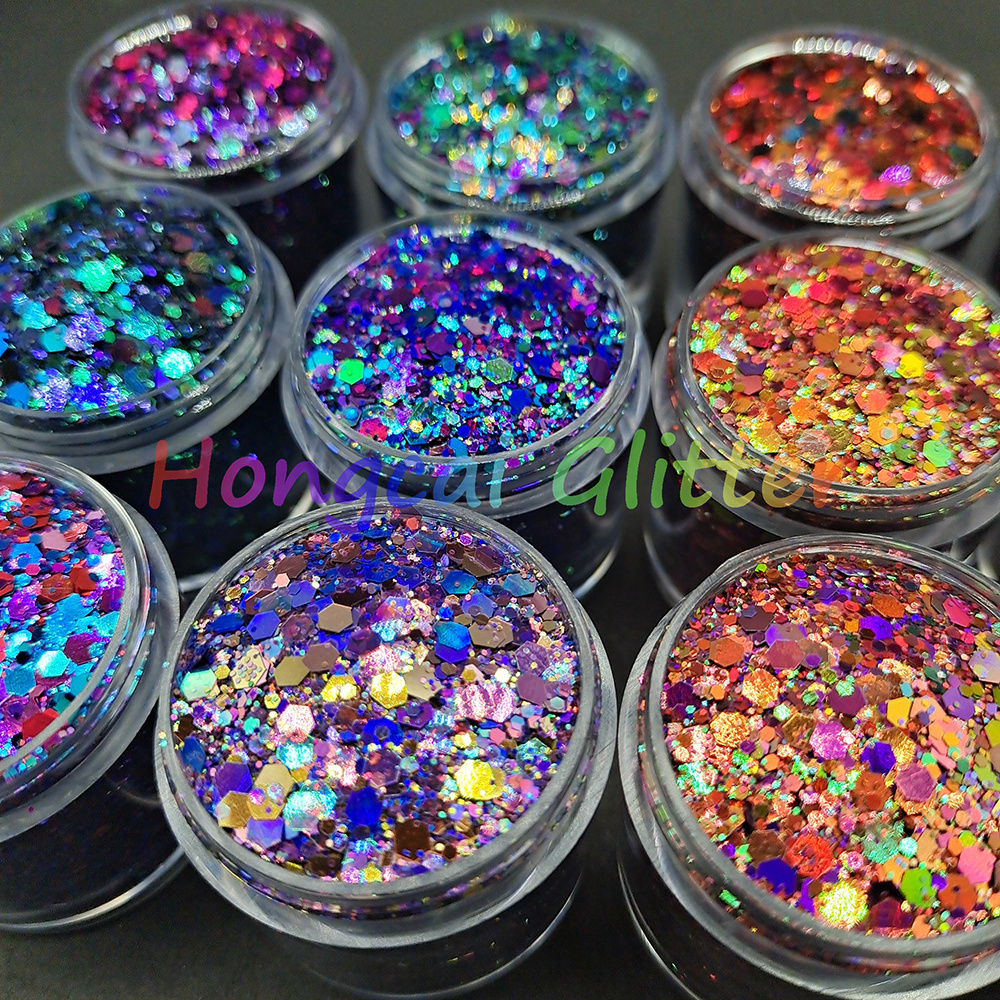 Wholesale Polyester Glitter for Epoxy Resin Tumblers Crafts Bulk Color Shift Glitter Nails