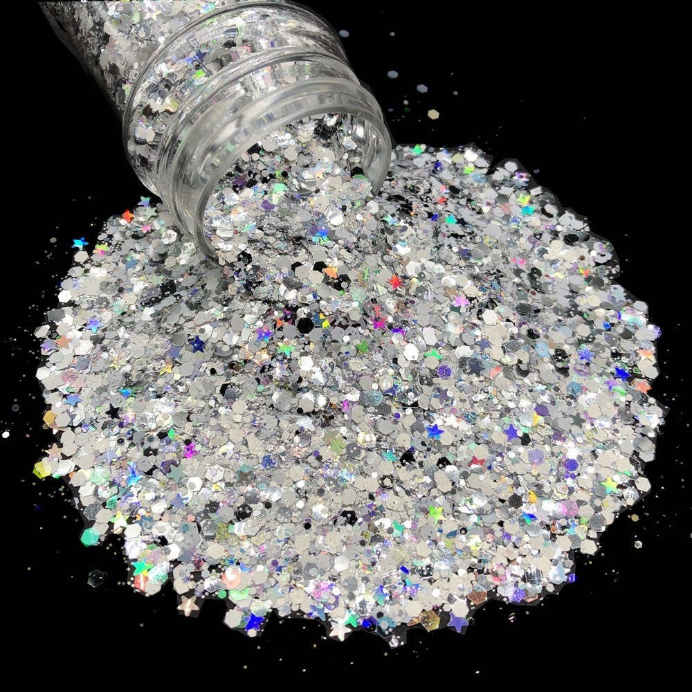 Bulk Holographic Metallic Chameleon Color Shifting Glitter Powder Pearl Crystal Neon Fluorescent Rainbow Iridescent Mix Glitter