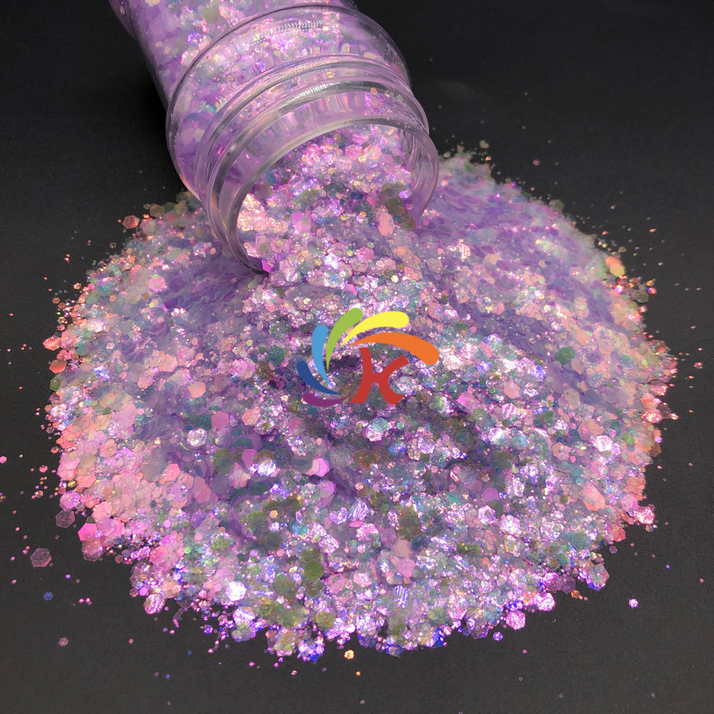 bulk new color rainbow chunky glitter solvent resistance glitter