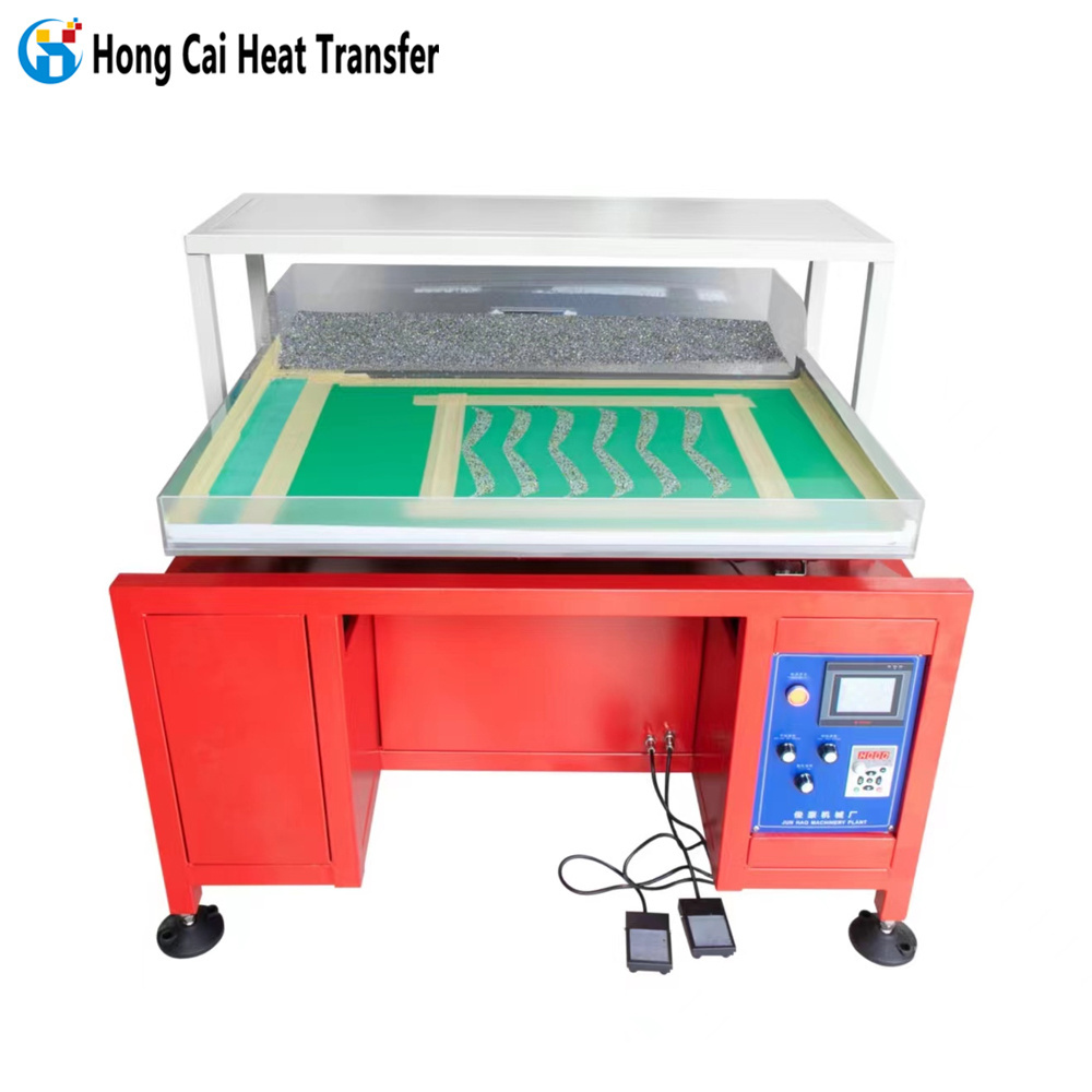 Hongcai automatic rhinestone transfer paper brushing and shaking machine custom design automatic rhinestone fixing machine