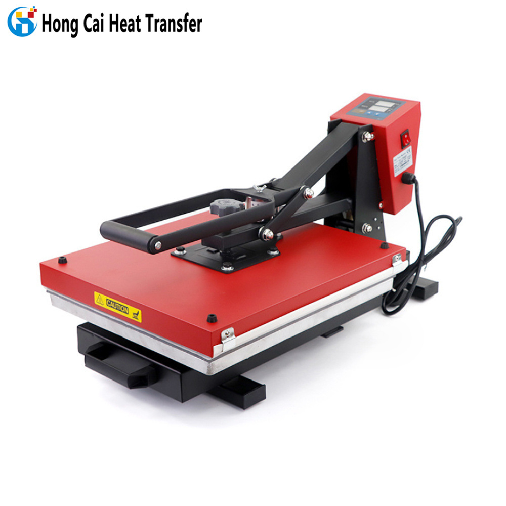 Hongcai drawer automatic open heat transfer machine 38*45 for t-shirt clothing embossing machine equipment