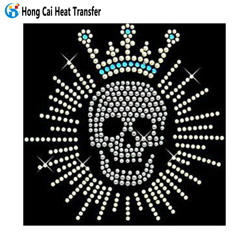 Hongcai rhinestone t-shirt hoodie custom logo graphic Dmc Hotfix Bling rhinestone heat transfer design print transfer