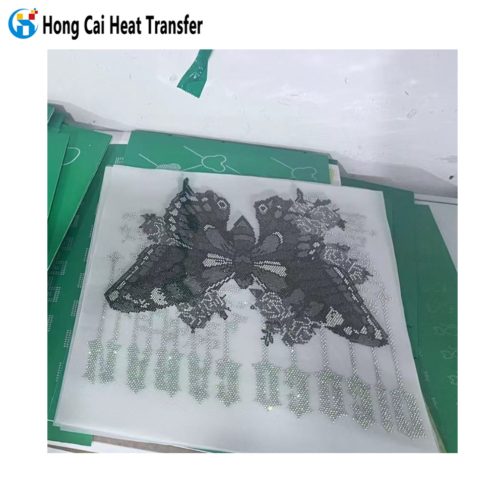 Hongcai PVC PP ABS plastic sheet custom rhinestone heat transfer design laser cutting machine printing production