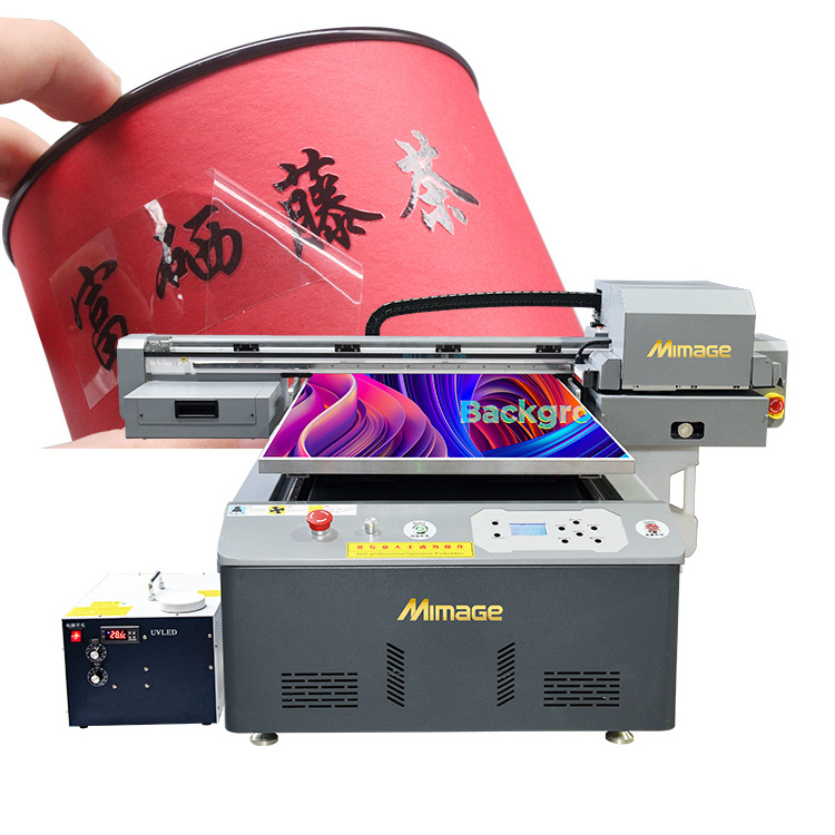 Mimage Good Price Mini 6090 9060 A0 Size Uv Dtf Printer Led Flatbed Uv Printer For Gift Box Glass Oval Box