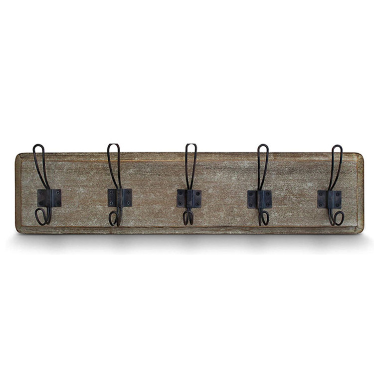 Creations rustic entryway whitewash 5 hooks solid pine wood coat rack wall