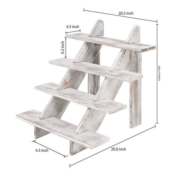 Manufacturer wholesale 4-tier whitewash food cake shop wood display risers