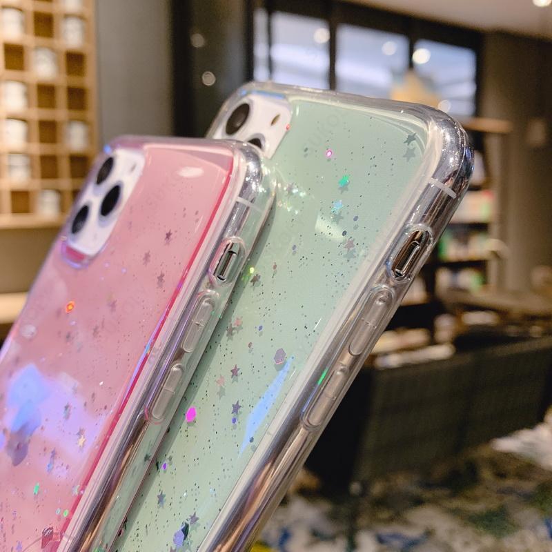 Star Epoxy Phone Case,Clear Glitter Bling Sequin Cell Mobile Phone Case Cover For Iphone 11 12 13 14 15 Pro Max X Xr Xs Max