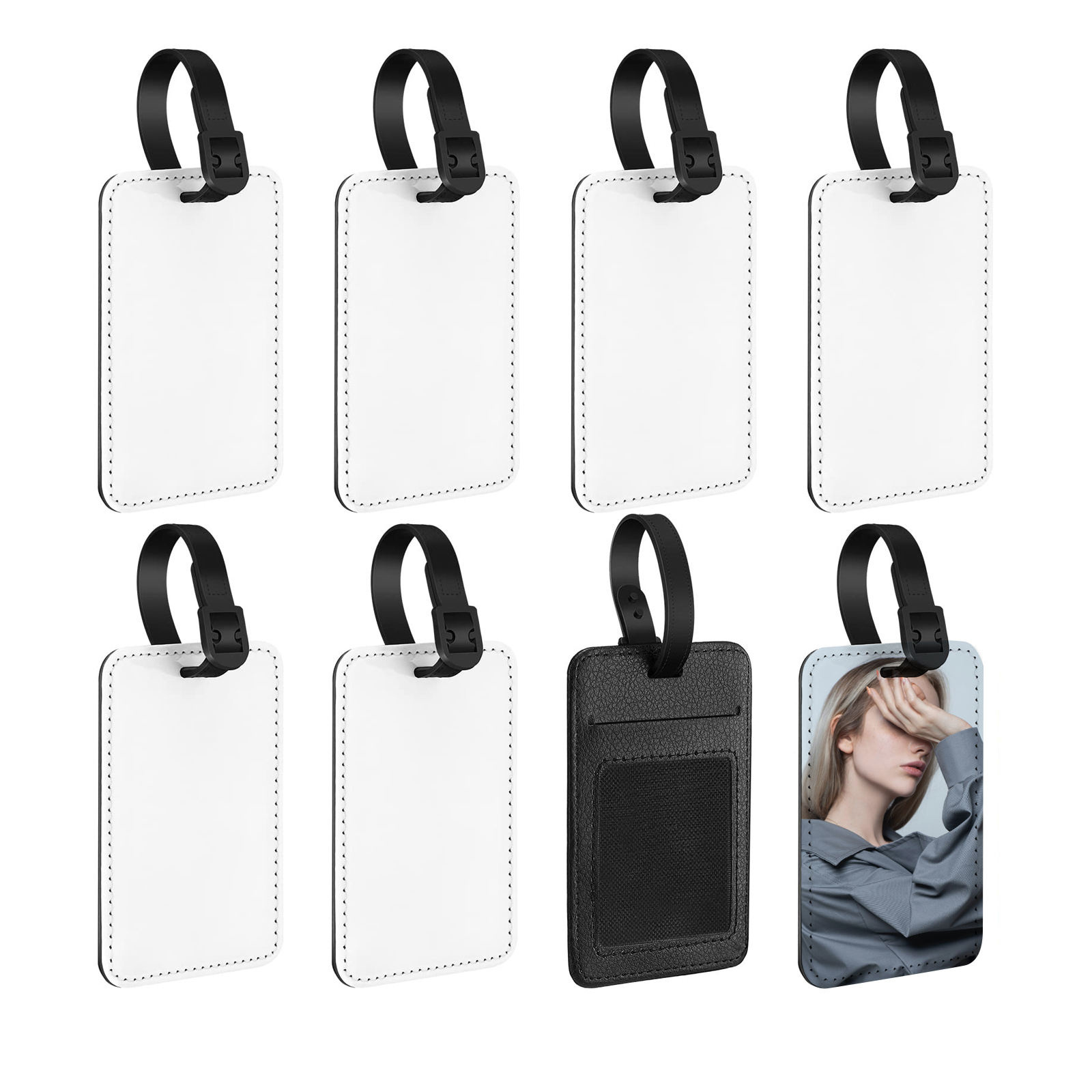 Heat Transfer Custom Design Printable Blank PU Leather Sublimation Luggage Tag