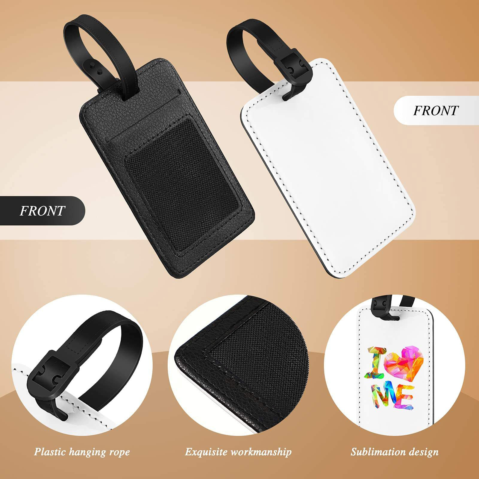 Heat Transfer Custom Design Printable Blank PU Leather Sublimation Luggage Tag