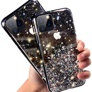 Star Epoxy Phone Case,Clear Glitter Bling Sequin Cell Mobile Phone Case Cover For Iphone 11 12 13 14 15 Pro Max X Xr Xs Max