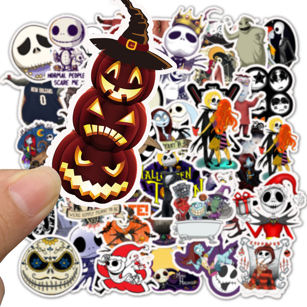 New Arrival 50Pcs Funny Halloween Vinyl Decals Nightmare Before Christmas Stickers