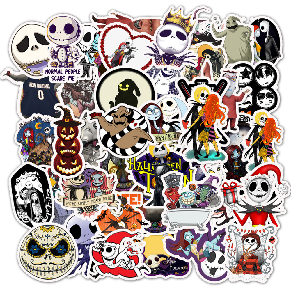 New Arrival 50Pcs Funny Halloween Vinyl Decals Nightmare Before Christmas Stickers