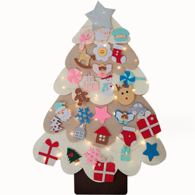 Ourwarm Xmas Decoration Wall Hanging DIY Home Decoration 3D Felt Craft Kits Christmas Tree Set for Children Kids merry christmas