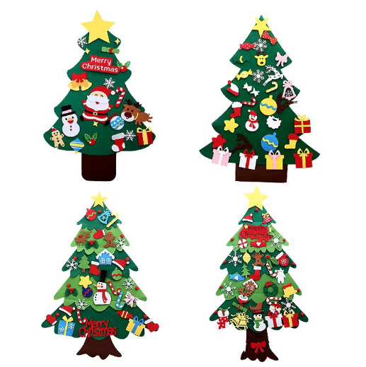 Ourwarm Xmas Decoration Wall Hanging DIY Home Decoration 3D Felt Craft Kits Christmas Tree Set for Children Kids merry christmas