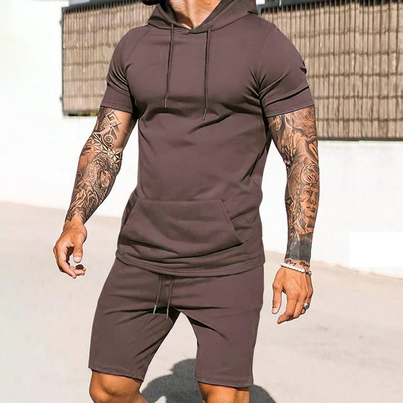 Summer 100% cotton polyester sport men tracksuit men's hooded track suit jogging tracksuit for men