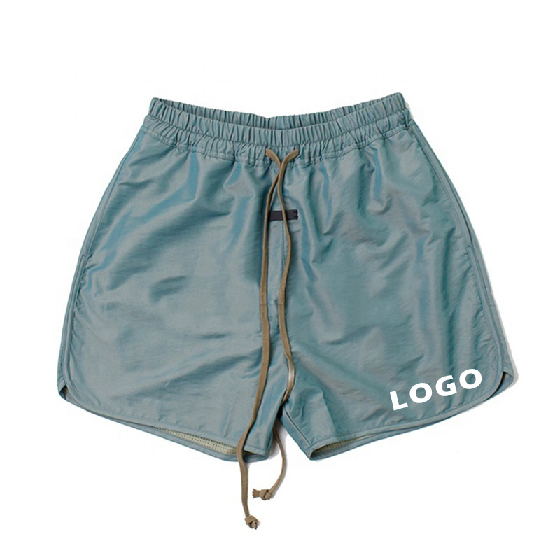 Casual summer custom breathable men polyester sports solid blank nylon shorts with drawstring