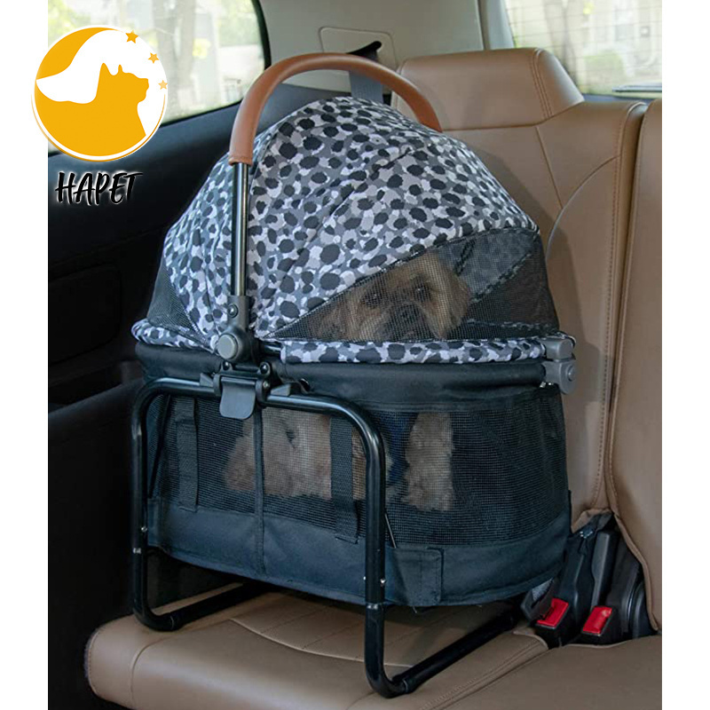 Pet Stroller Foldable Cat Dog Stroller for Small Medium Dogs with Storage Basket