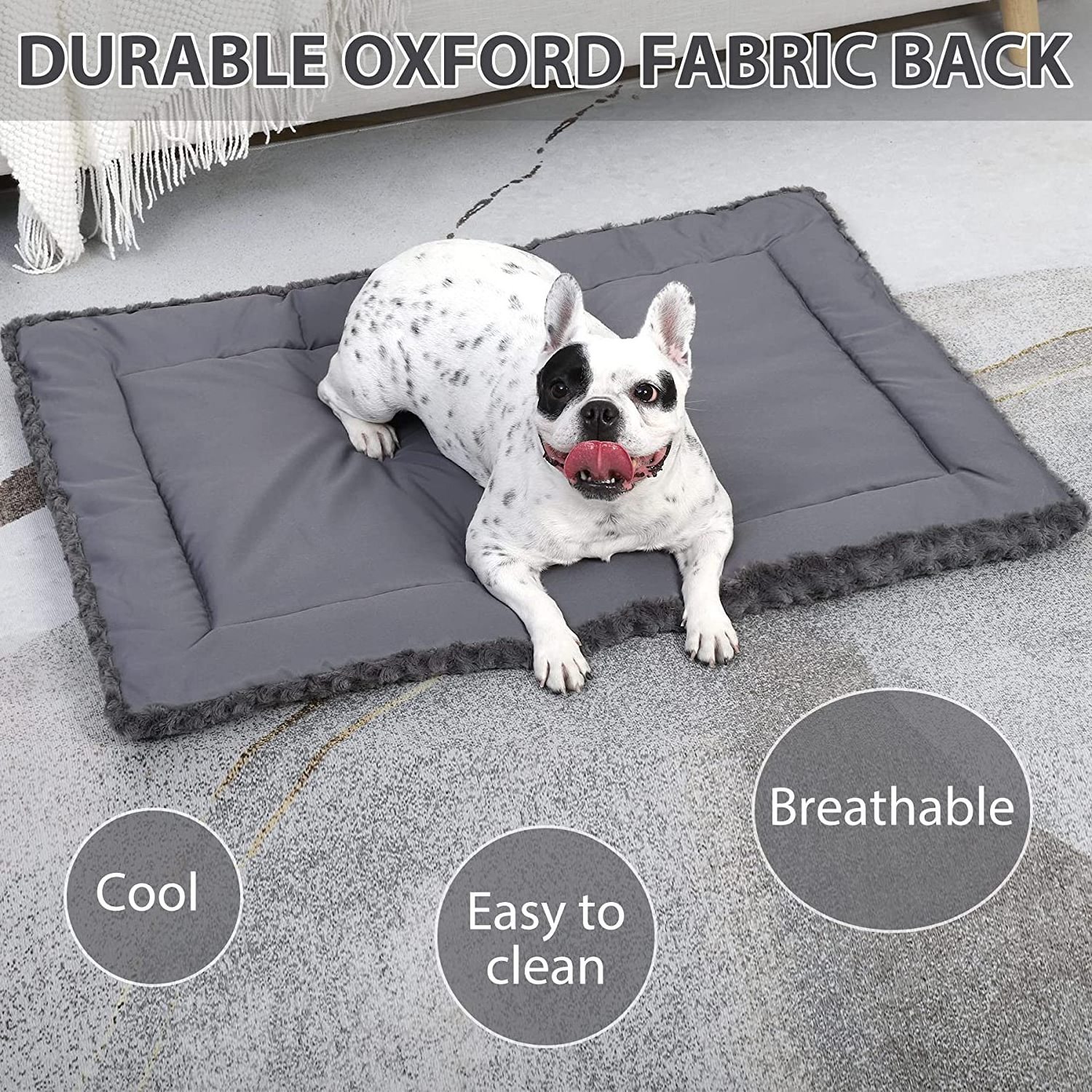 Large Washable Dog Bed Deluxe Fluffy Plush Dog Crate Pad Bed for Sleeping and Anti Anxiety