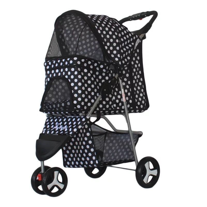 Luxury 2 pieces Folding Portable Pet Hand Trolley 3 Wheels Pet Strollers Outdoor Travel Carrier Cat /dog Pet Cart Strollers