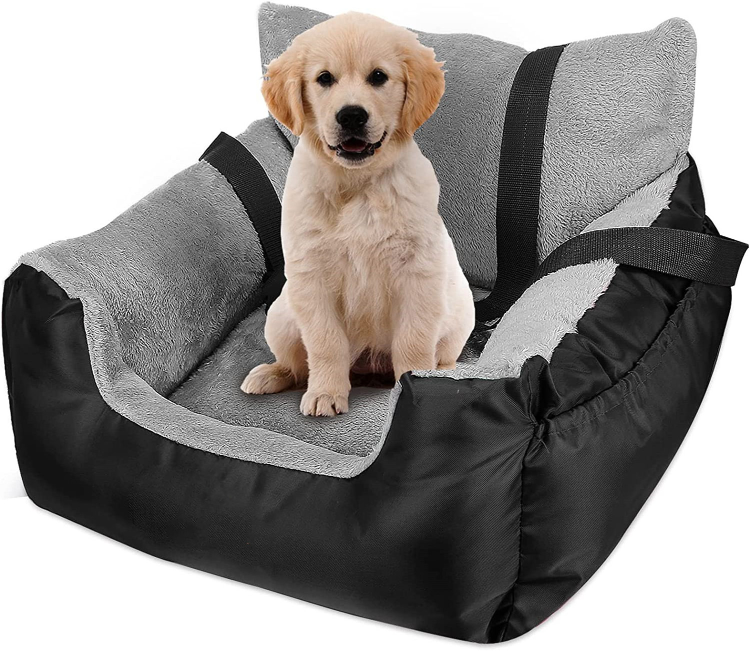 Dog Car Seat for Small Dogs, Pet Booster Seat Travel Dog Car Bed with Storage Pocket and Clip-On Safety Leash