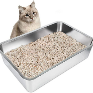 Stainless Steel Cat Litter Box, Large Metal Litter Box for Cats Rabbits, Never Absorbs Odors,Stain Free, Rustproof, Non Stick