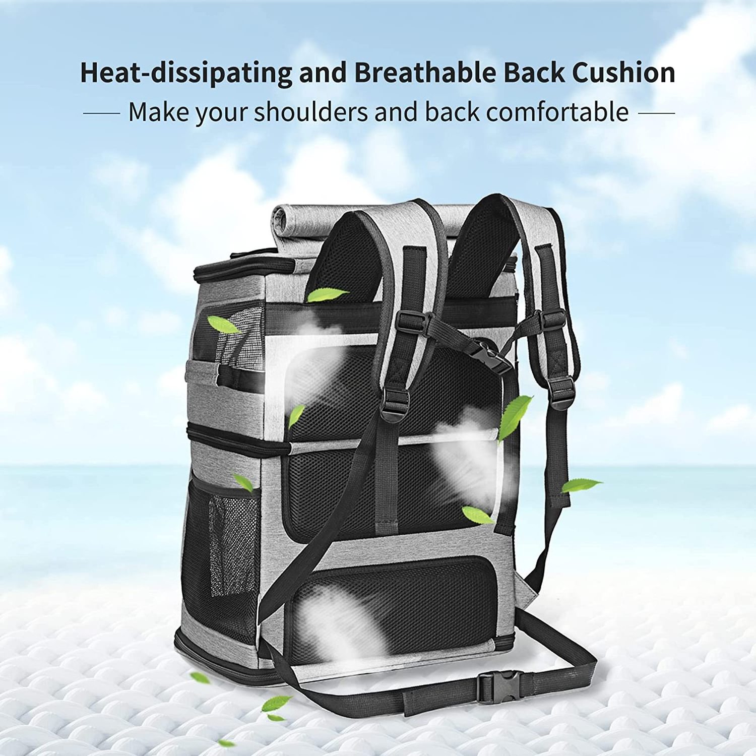 Double Pet Carrier Backpack Double-Compartment Pet Cat Carrier Travel for 2 Small Cats or Dogs