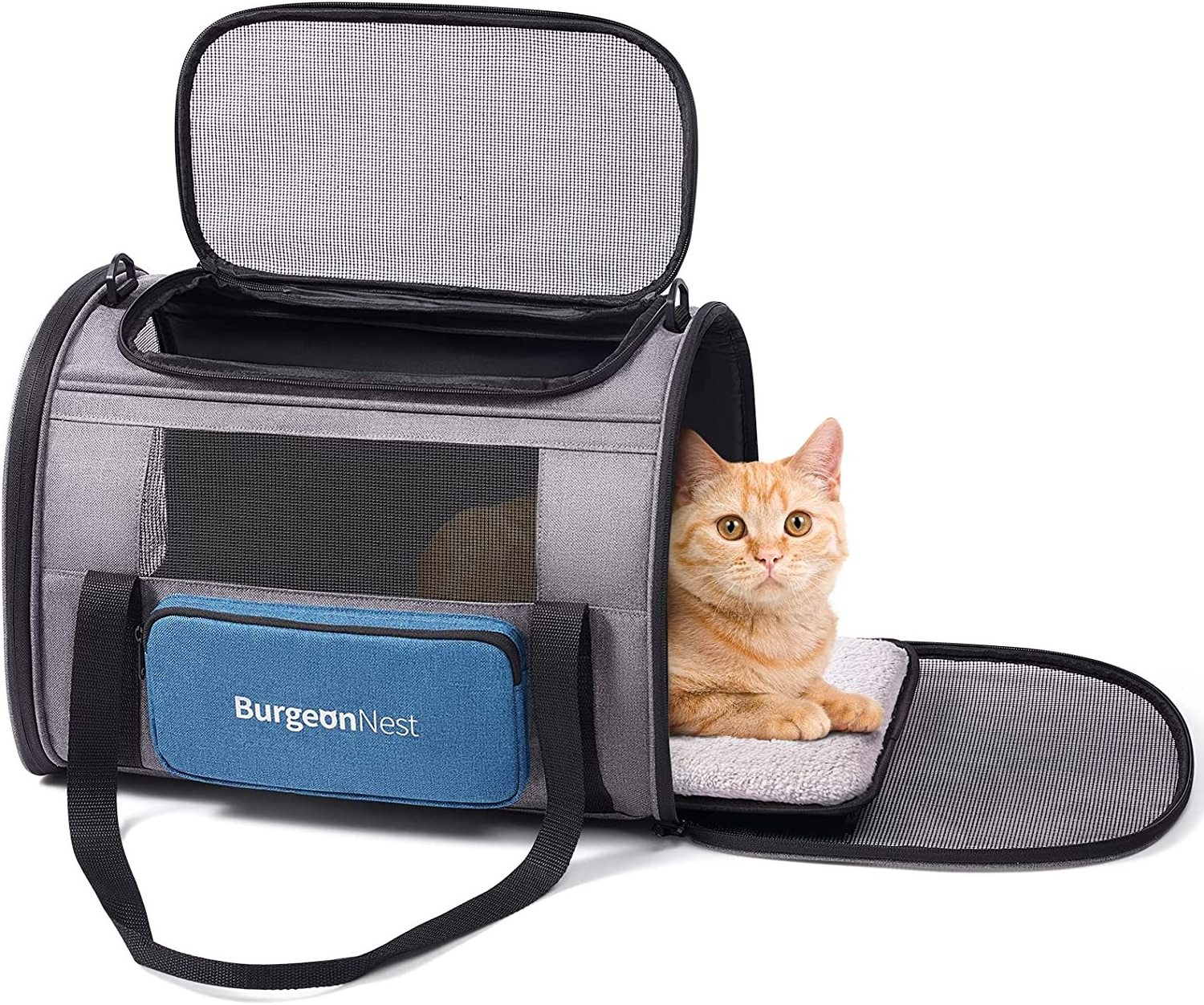 Cat Carrier for Large 20 lbs,Medium Under 25 lbs  and Small Dogs with Unique Side Bag,Top Load Pet Carrier Soft-